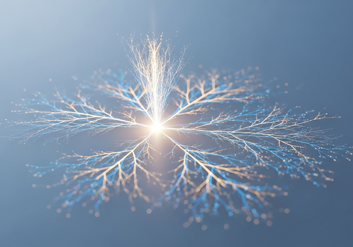 Abstract visual of a single light branching into many possibilities